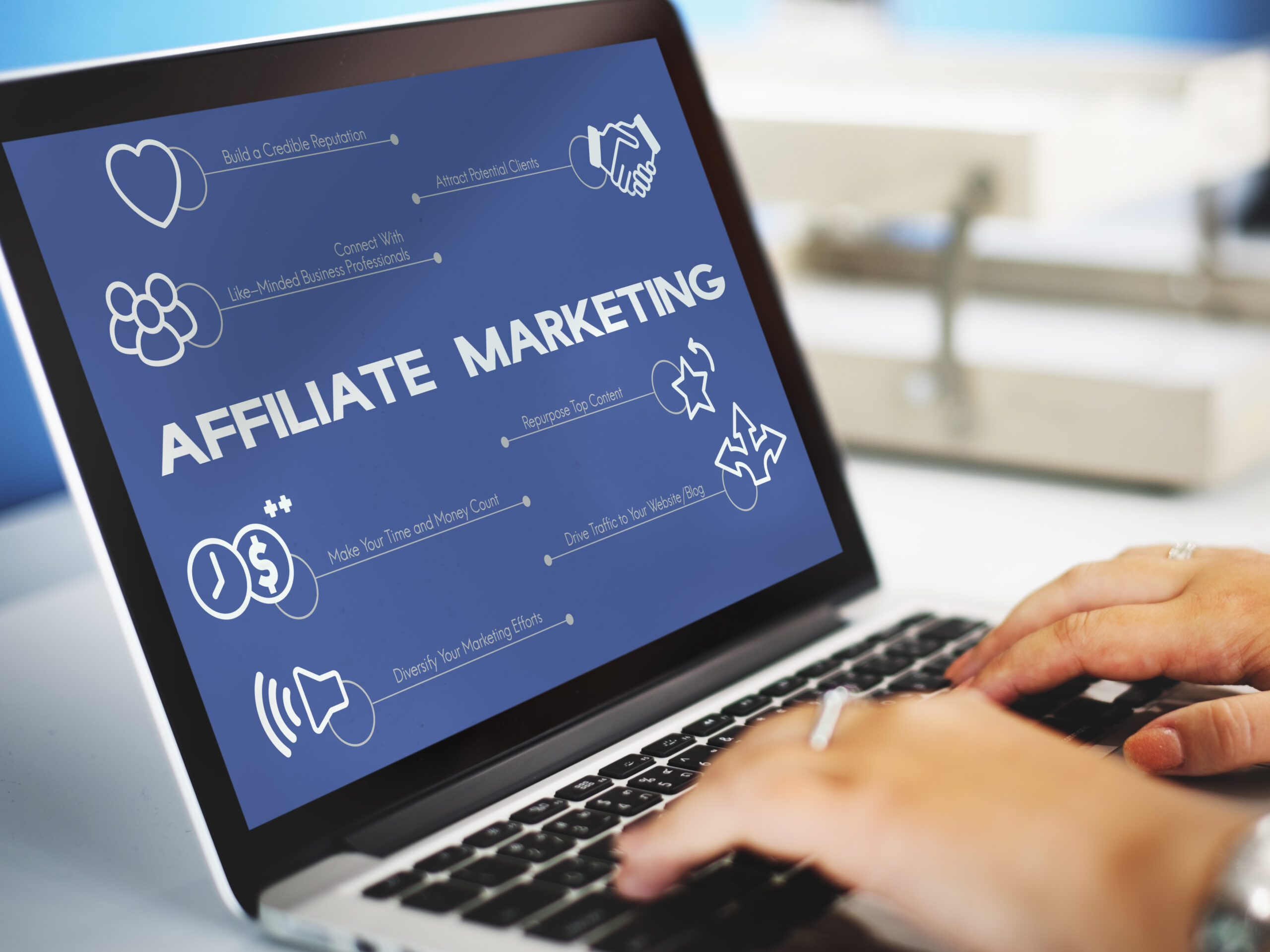 Affiliate Marketing words typed on laptop screen