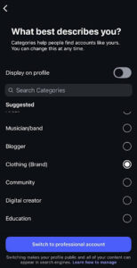 Profil Bisnis Instagram